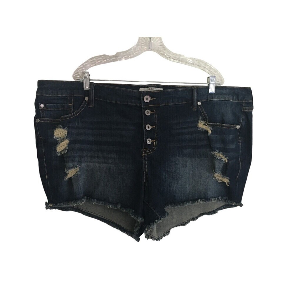 Torrid Short Shorts Women's Size 24 Denim Blue Dark Wash Cotton Blend